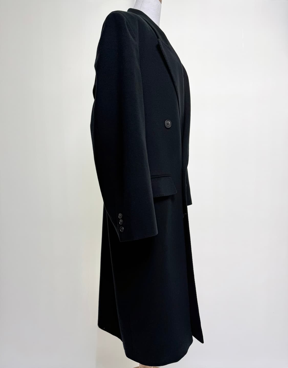 [캐시미어 100%] 빅사이즈 남성 블랙 더블 버튼 롱코트 105-110 상품이미지2