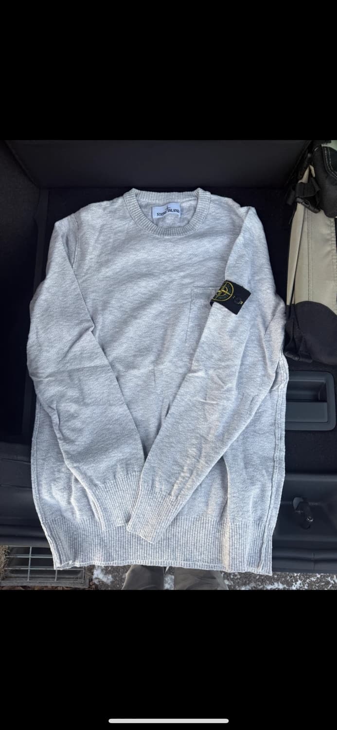 정품 급처 스톤아일랜드 와펜 로고 니트 그레이 M 상품이미지1