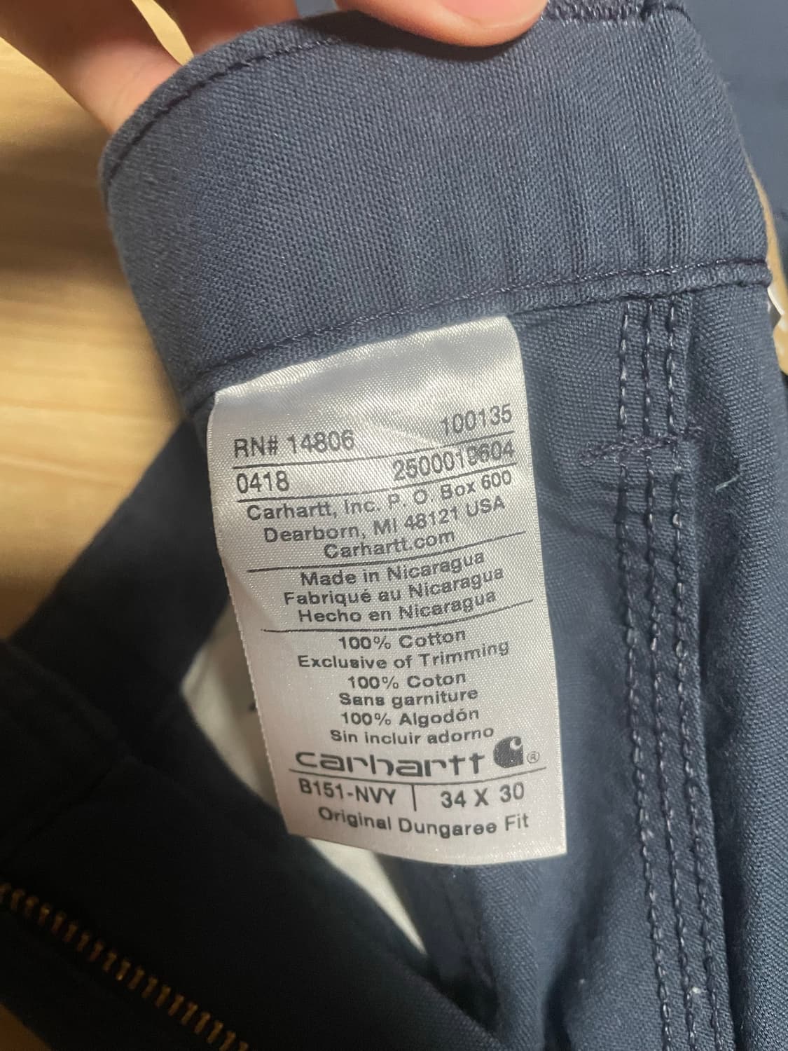 칼하트 다크네이비 싱글니 카펜터 팬츠 상품이미지5