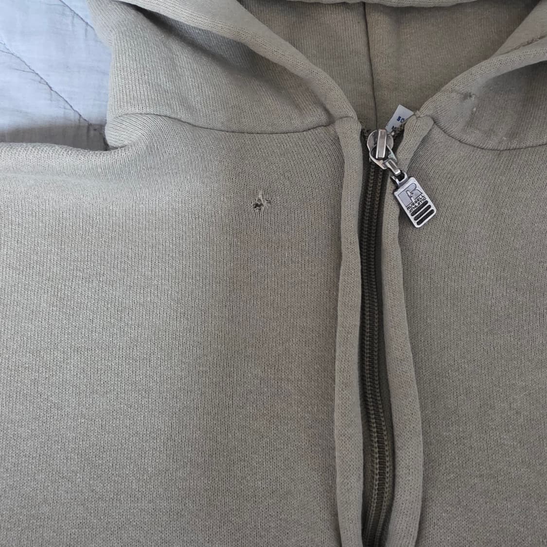 [XXL] 90s 빈티지 러셀 애슬레틱 탄, 베이지 후드집업 스몰핀홀 상품이미지3