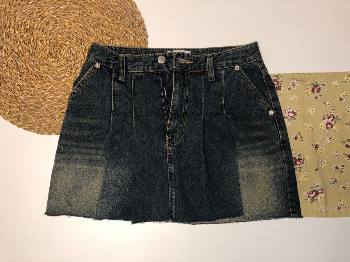 워싱 데님 미니스커트 상품이미지1