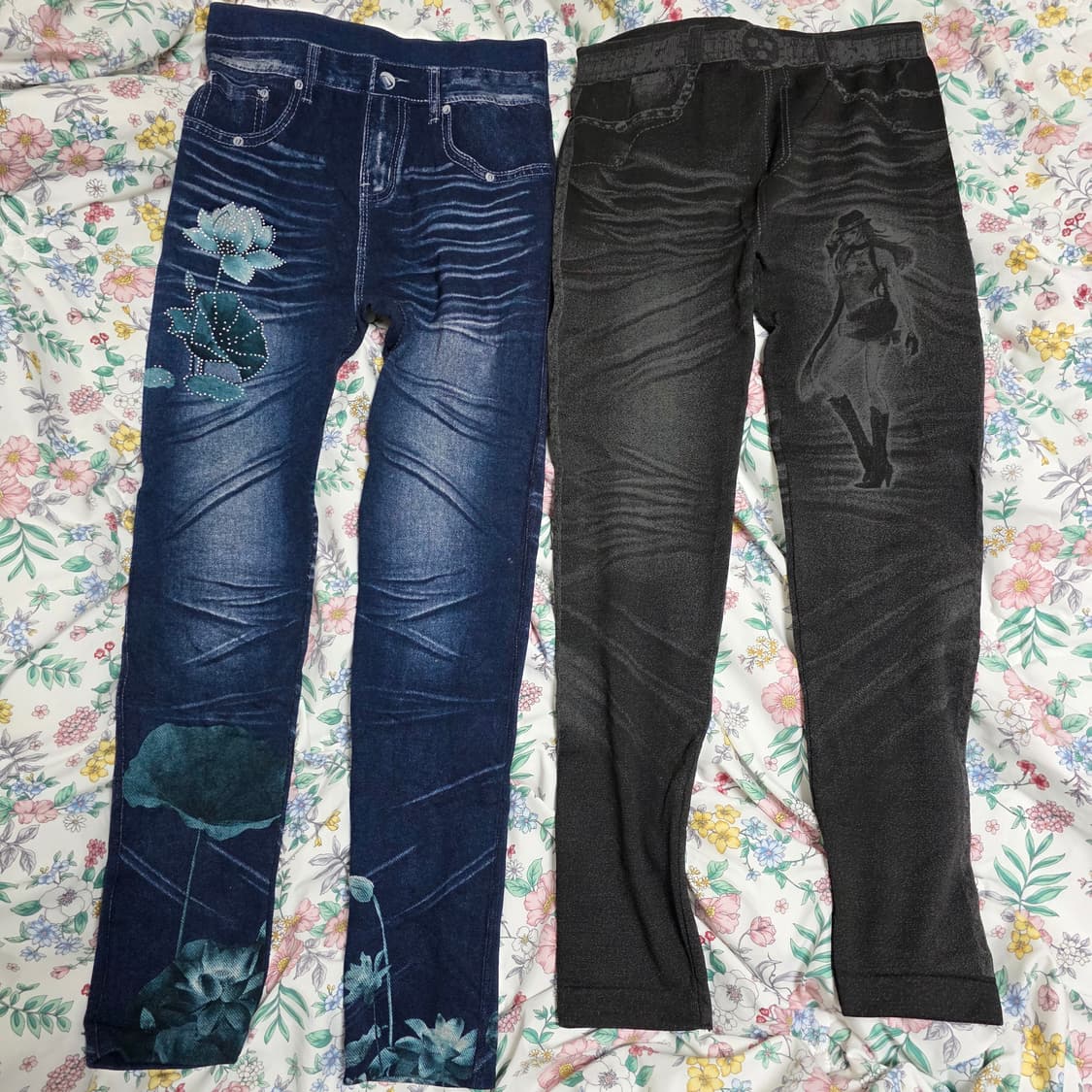 빈티지 y2k 고스펑크긱시크갸루오리엔탈 데님스타일 레깅스 상품이미지1