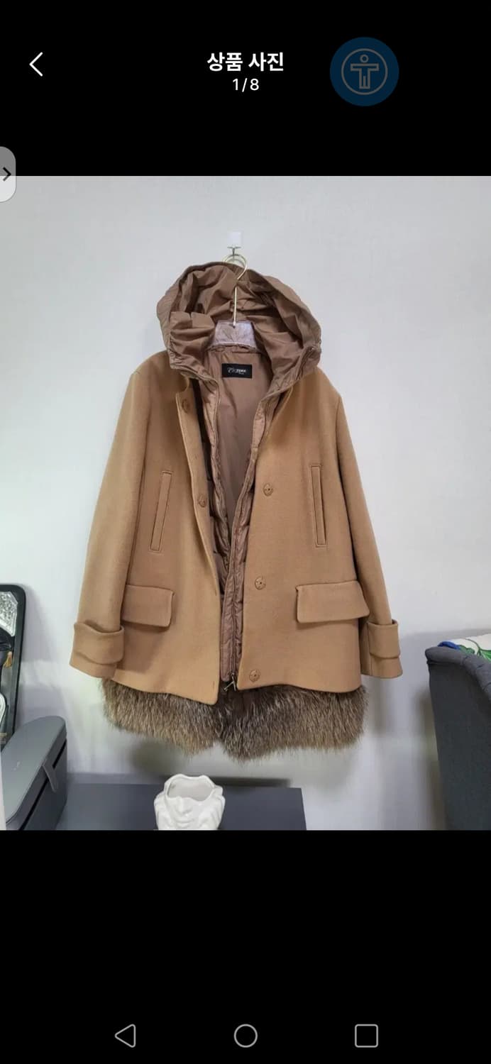 굿!ZOOC 여성 울 코트+폭스 후드패딩조끼 세트  55사이즈 상품이미지6