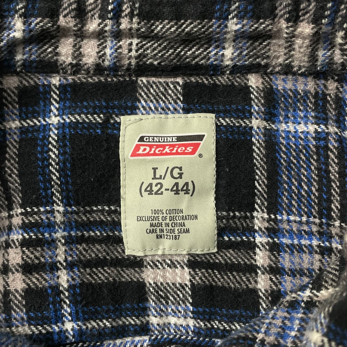 DICKIES 디키즈 블루 플란넬 코튼 체크 셔츠 A00796 상품이미지9