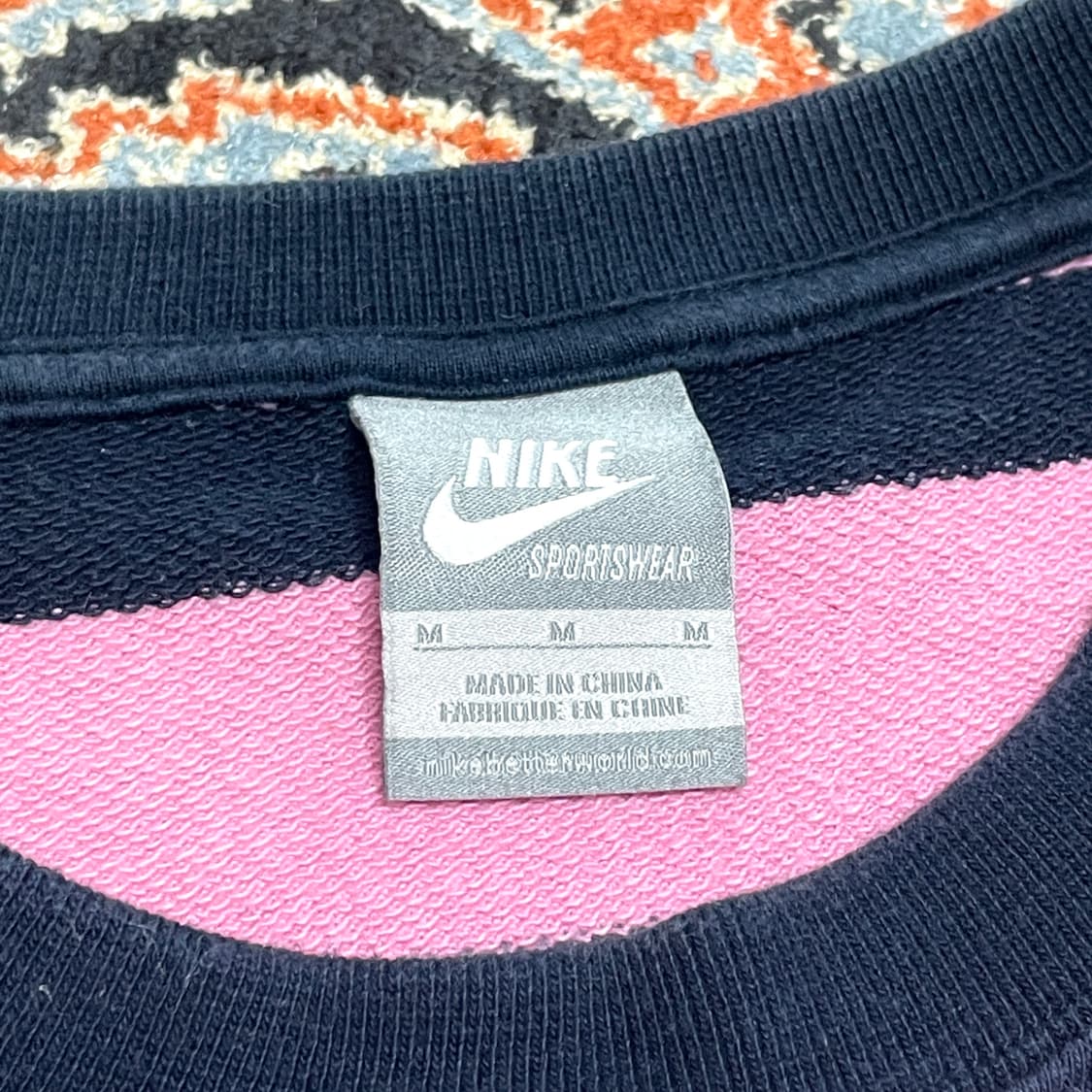  나이키 핑크 네이비 단가라 지퍼 맨투맨 남성M 상품이미지4