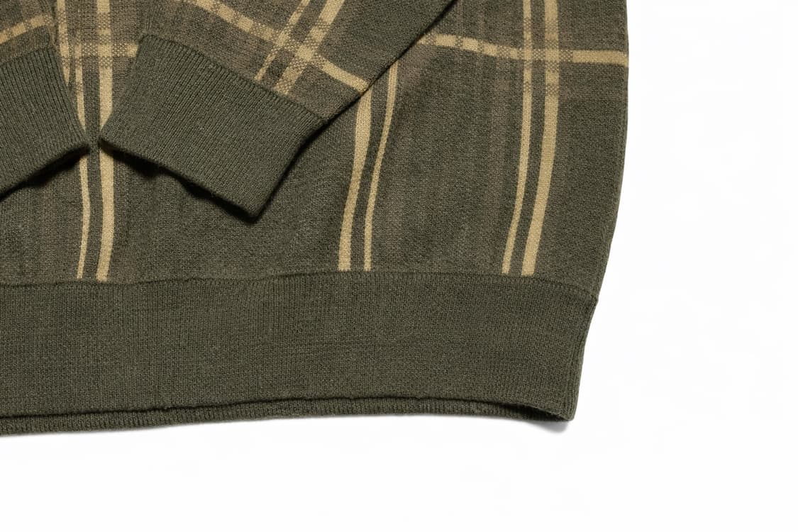 JPN 일본 빈티지 레이지블루 아메카지 Y2K 올리브 체크 니트 스웨터 상품이미지4