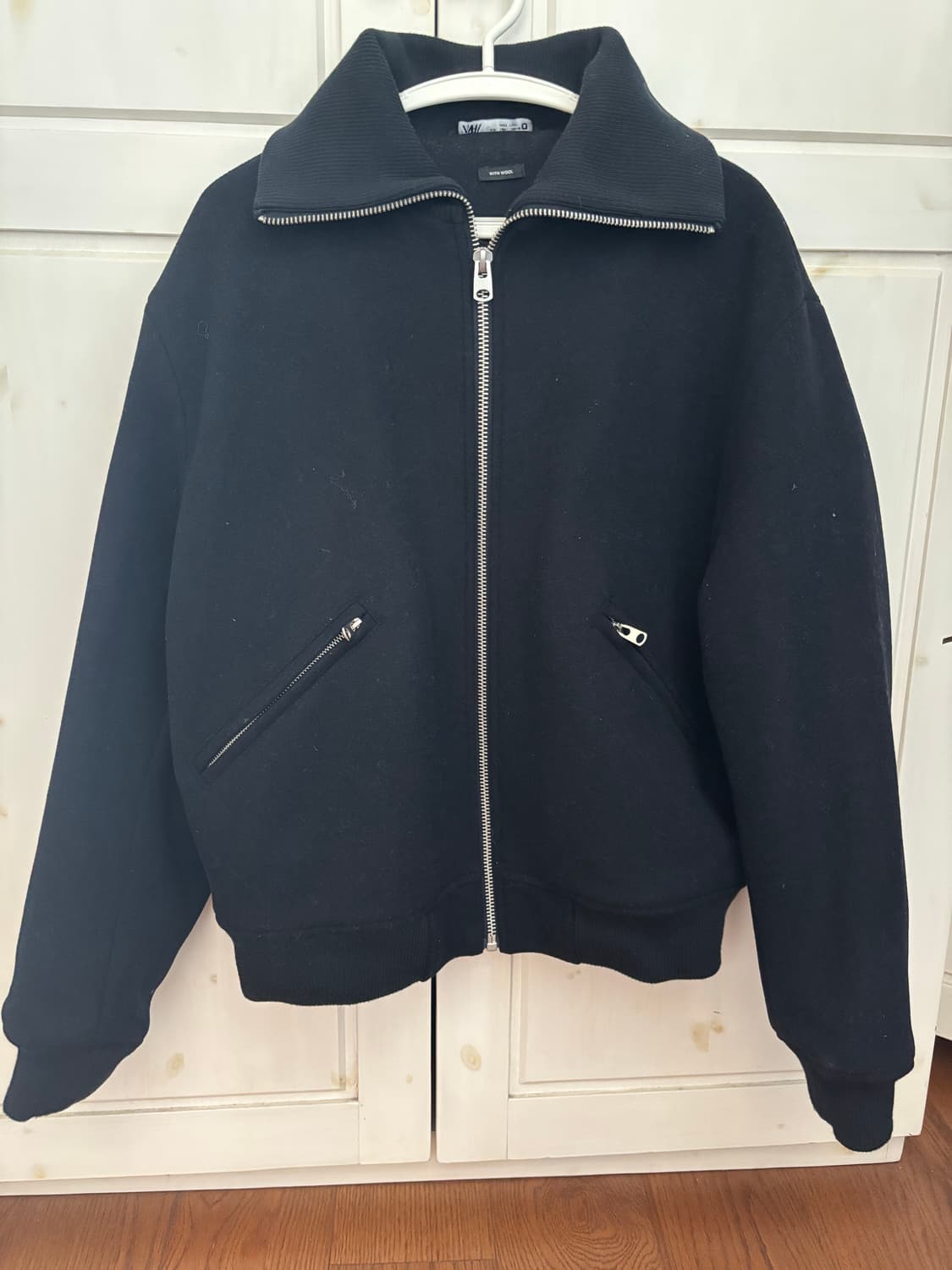 자라 울 하이넥 자켓 네이비  상품이미지1