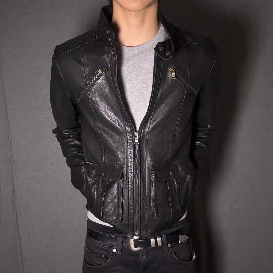 japan vintage ltaly leather jacket 상품이미지2