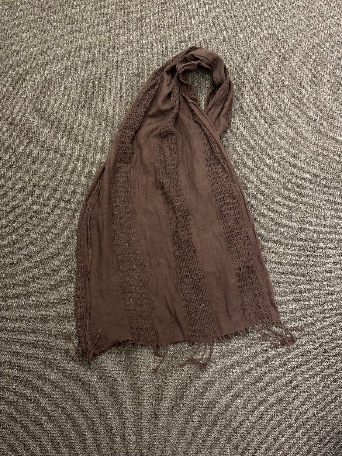 Japanese vintage 펀칭 디테일 갈색 머플러 상품이미지5