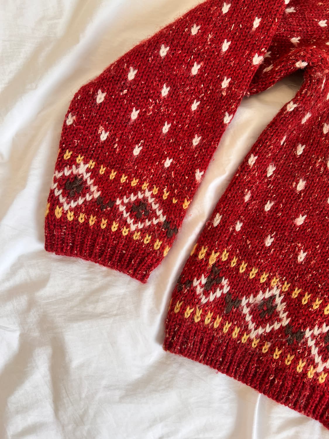 빈티지 헤리티지 레드 노르딕 울 니트 가디건 상품이미지7