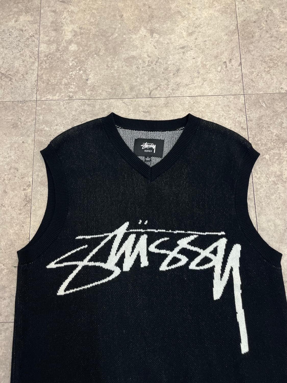 스투시 AU SMOOTH STOCK 니트 베스트 블랙 S #csz3927 상품이미지5