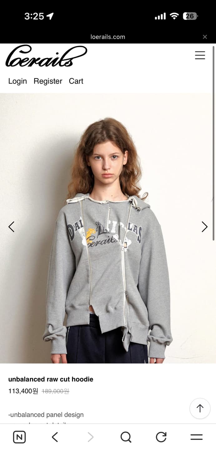 로레일즈 언발란스 로우 컷 후디 상품이미지1