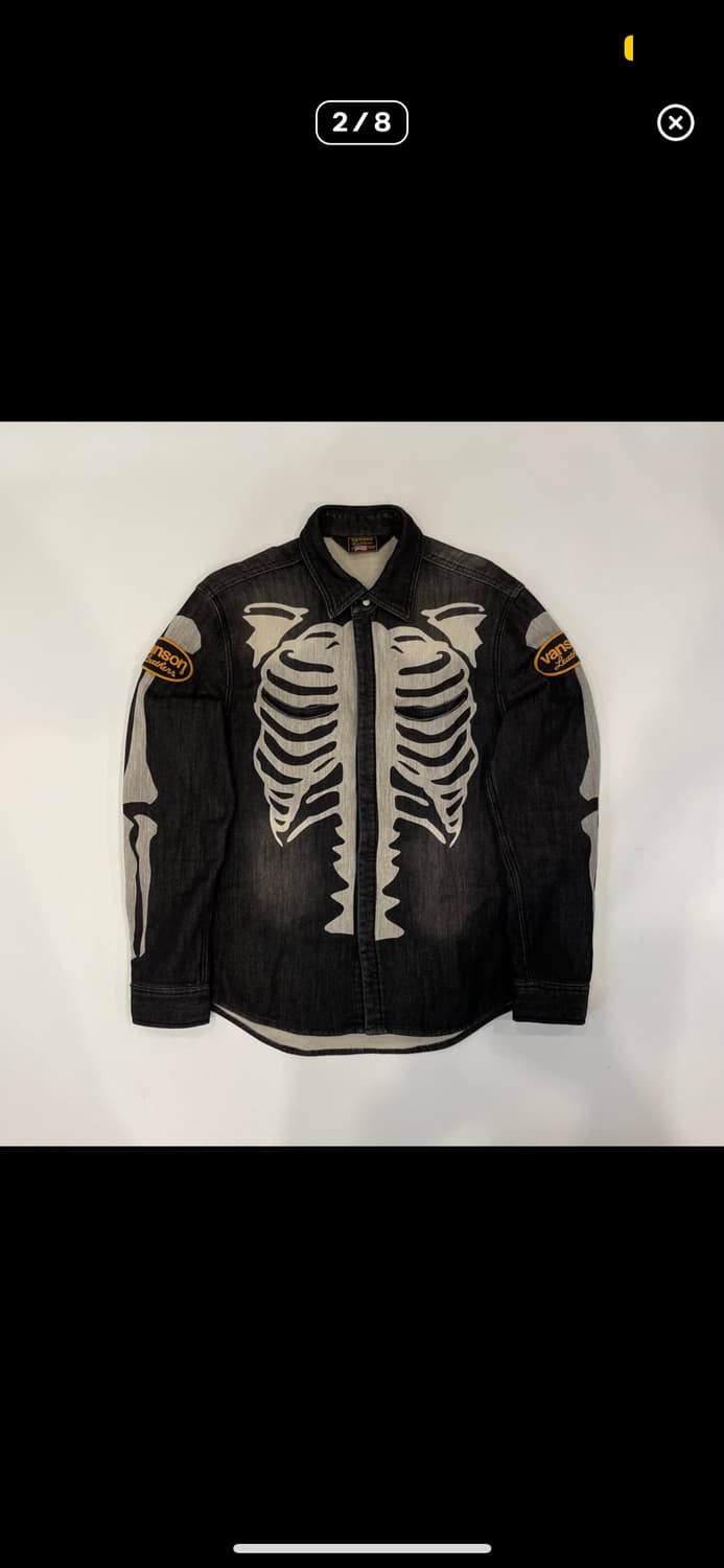 밴슨 레더 데님 셔츠 상품이미지1