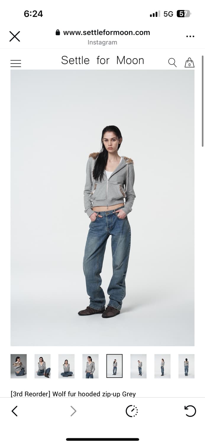 Settle for moon 후드집업 그레이 상품이미지3