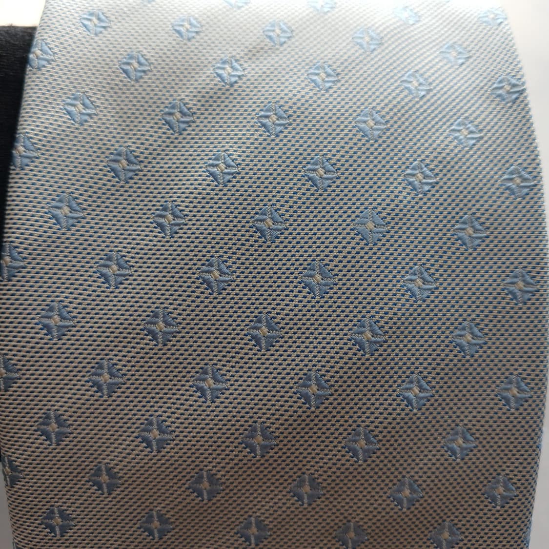 아쿠아스큐텀 실크 베이지&블루 패턴 넥타이 9.5cm A등급 A18643 상품이미지6