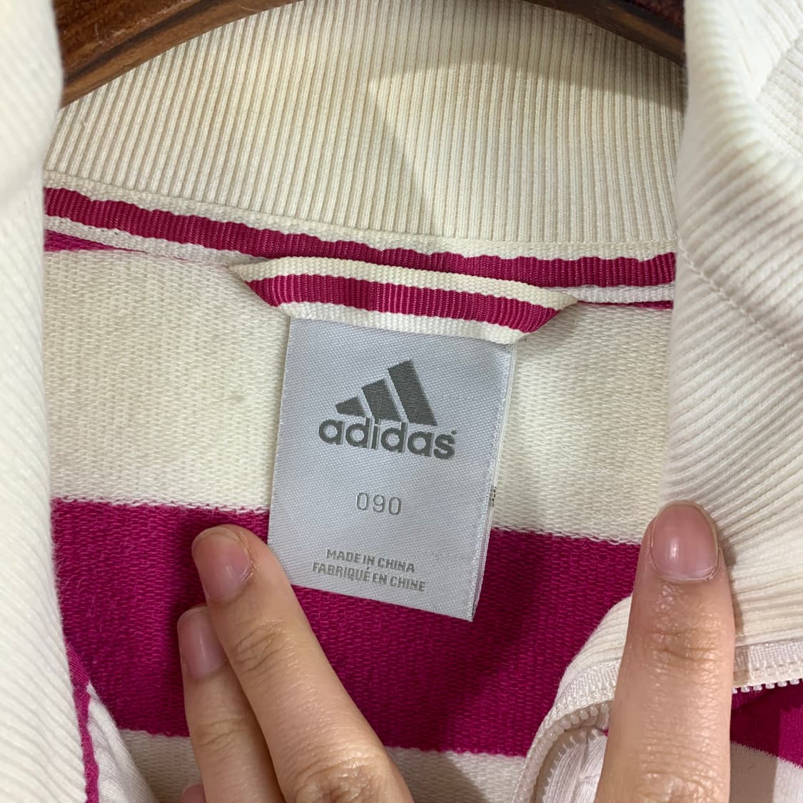 아디다스 핑크 단가라 코튼 집업 져지 상품이미지6