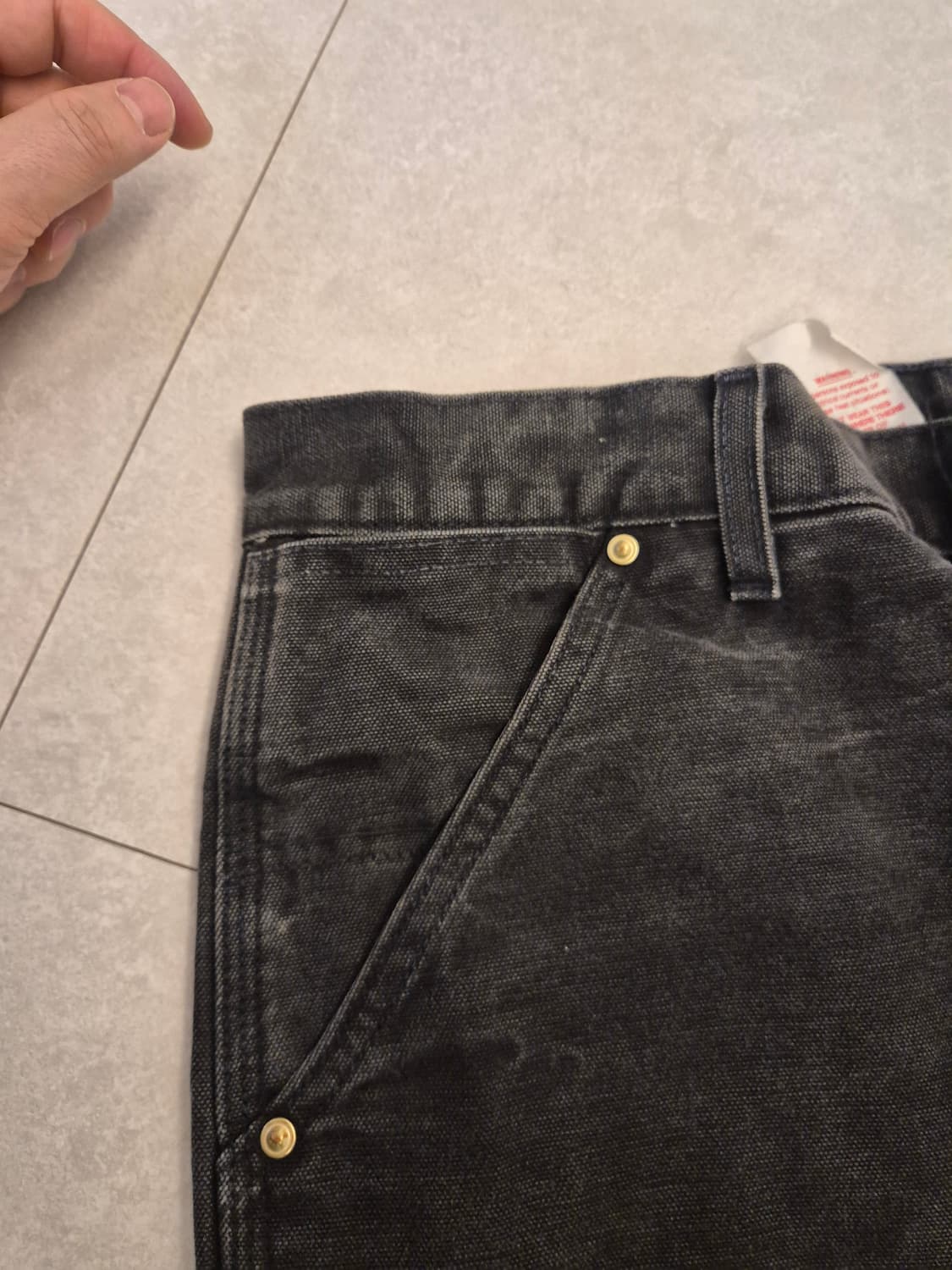 빈티지 칼하트 더블니 B01 블랙 실측34 라벨38×30 상품이미지5