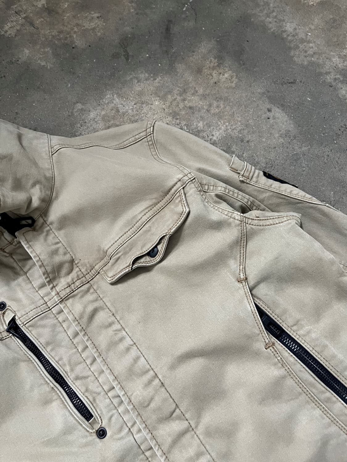 Vintage 베이지 카키 유틸리티 하이넥 코튼 자켓  상품이미지3