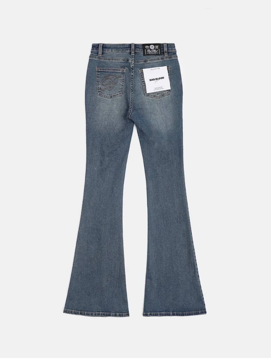 배드블러드 로우라이즈 부츠컷 팬츠 미드블루 사이즈 1 트와이스 사나착용 상품이미지3