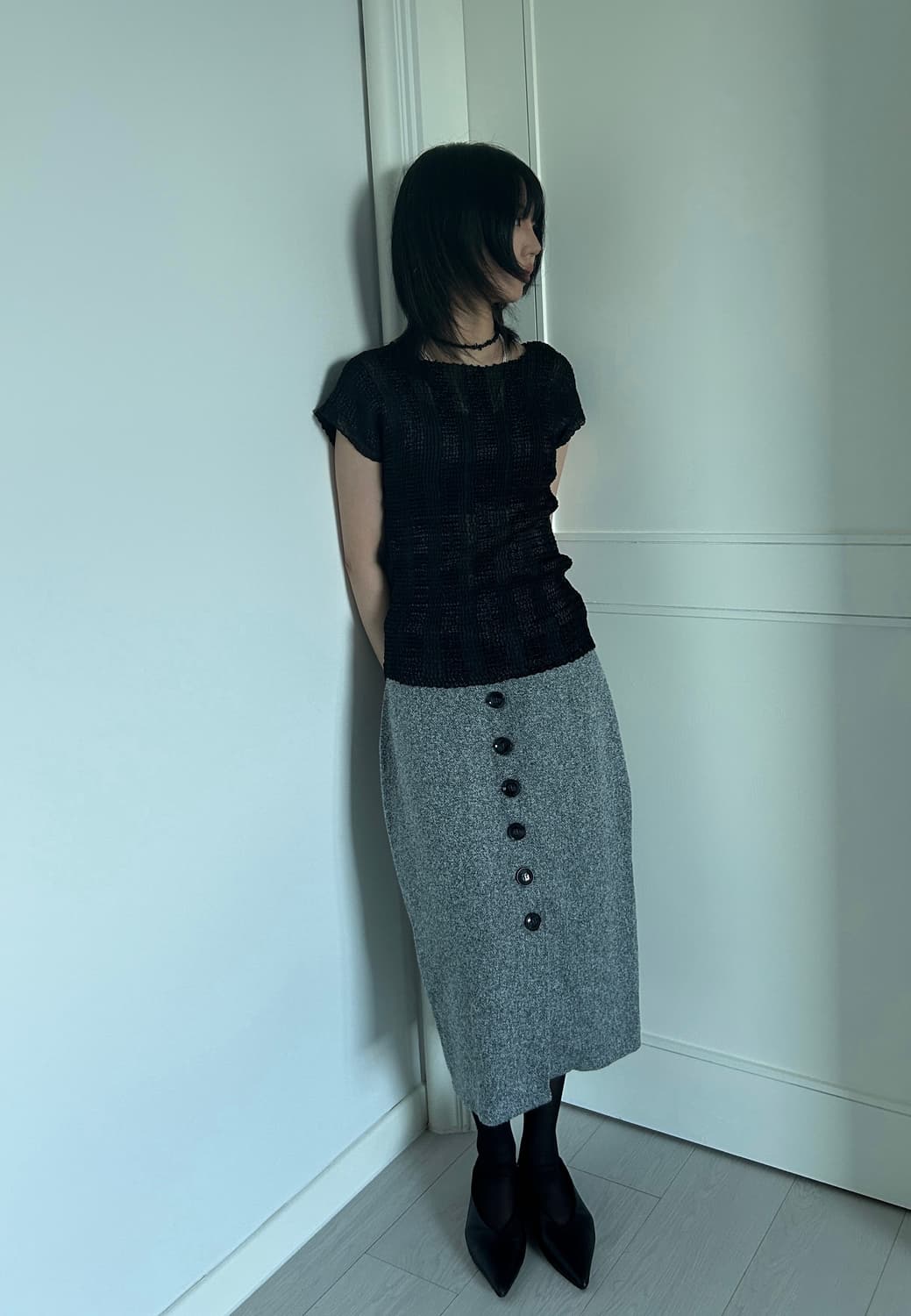 Sheer Pleats Blouse / 빈티지 플리츠 티셔츠 상품이미지3