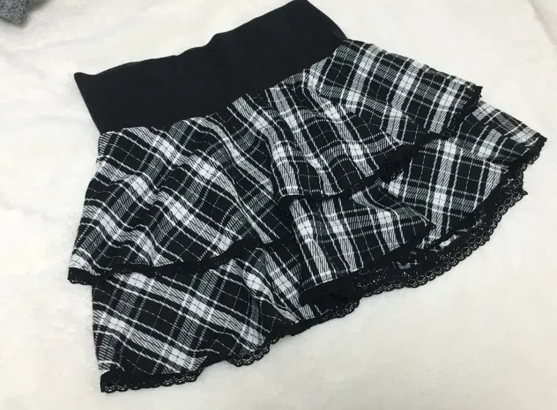 일괄 판매 로걀탑 체크캉캉스커트 코디세트 갸루 빈티지 베메클마즈리즈리사 상품이미지5