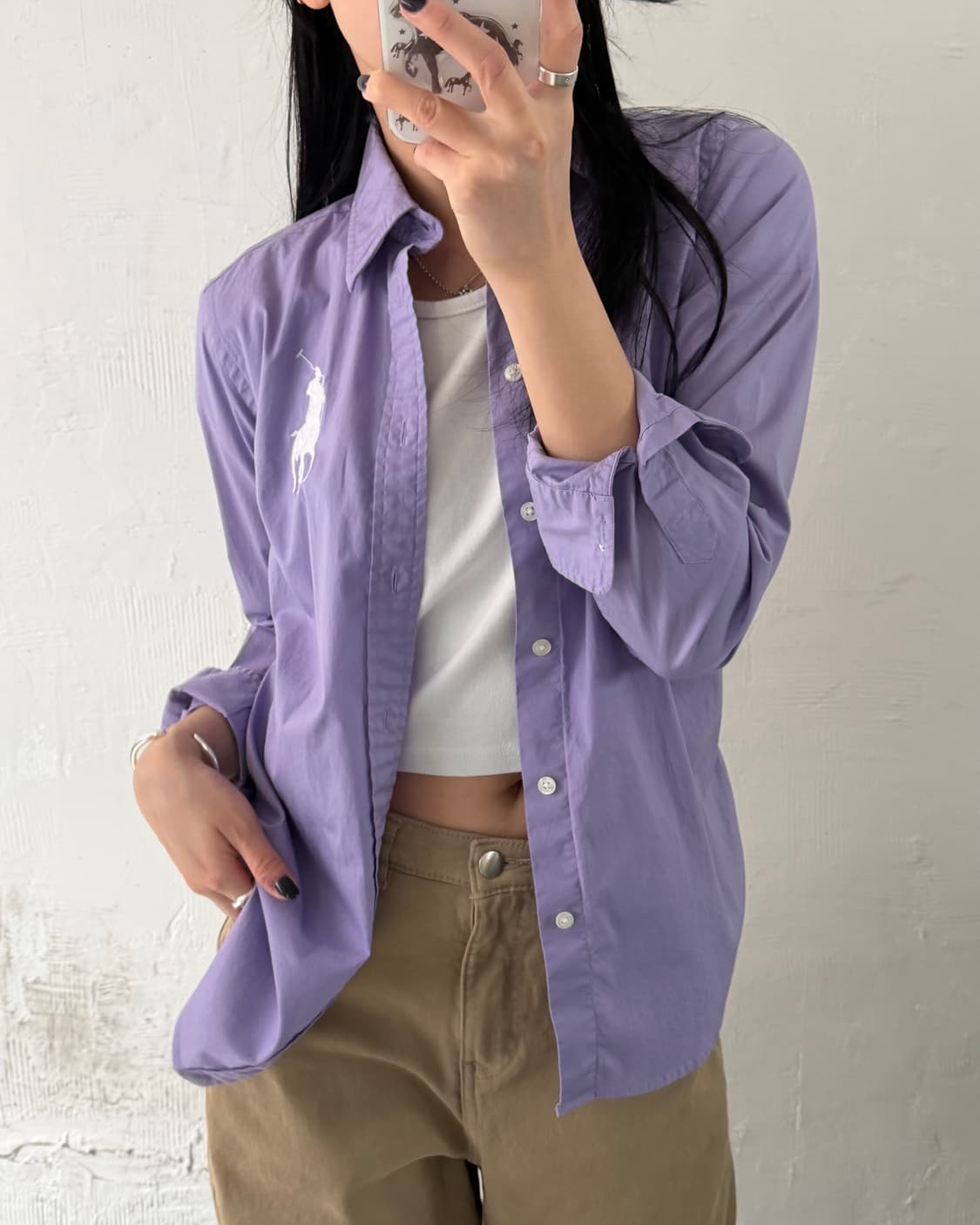 Polo 랄프로렌 우먼 라일락컬러 슬림핏 빅포니 셔츠 상품이미지2