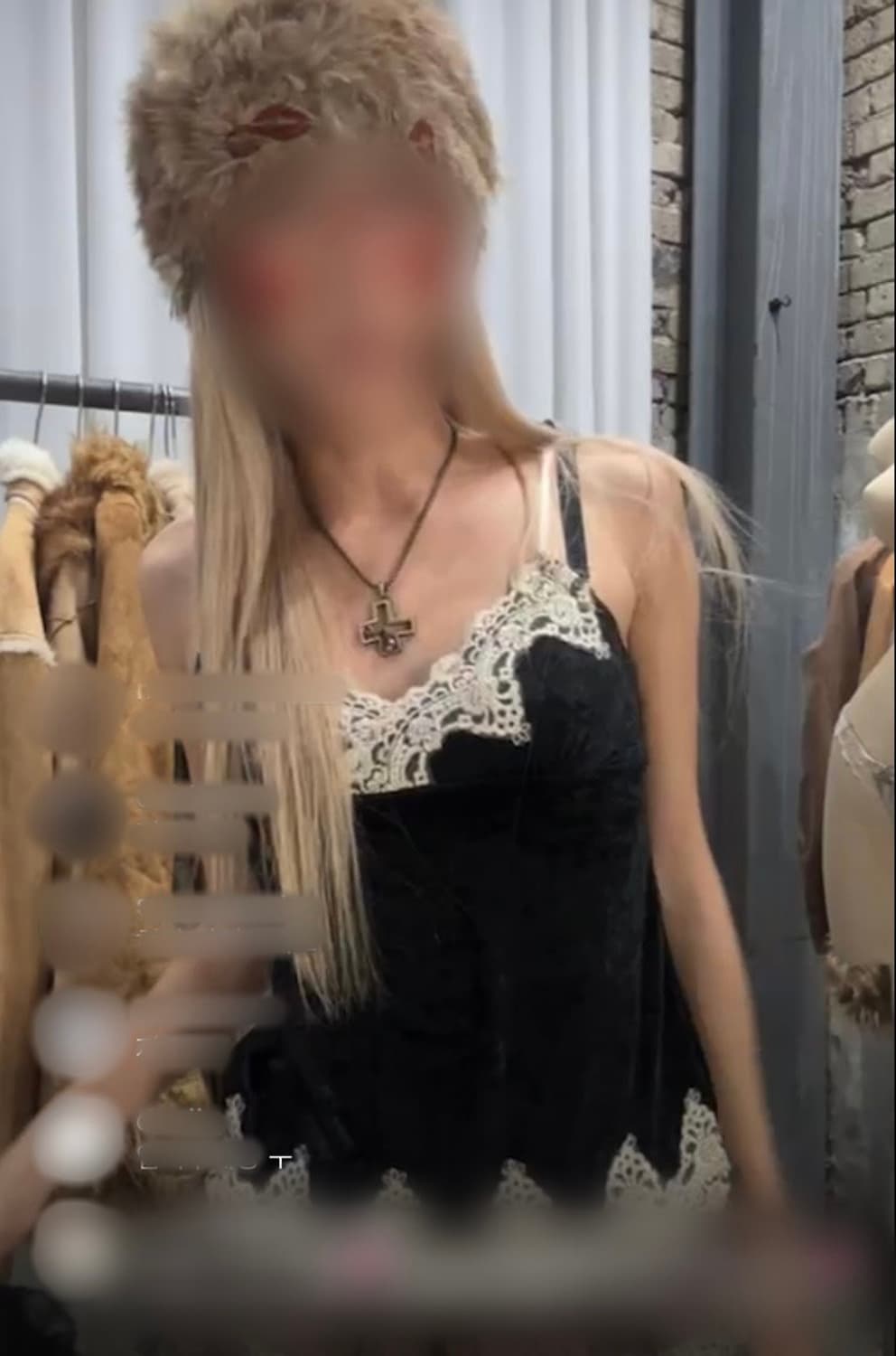 shop502 빈티지 블랙 벨벳 레이스 슬리브리스 상품이미지1