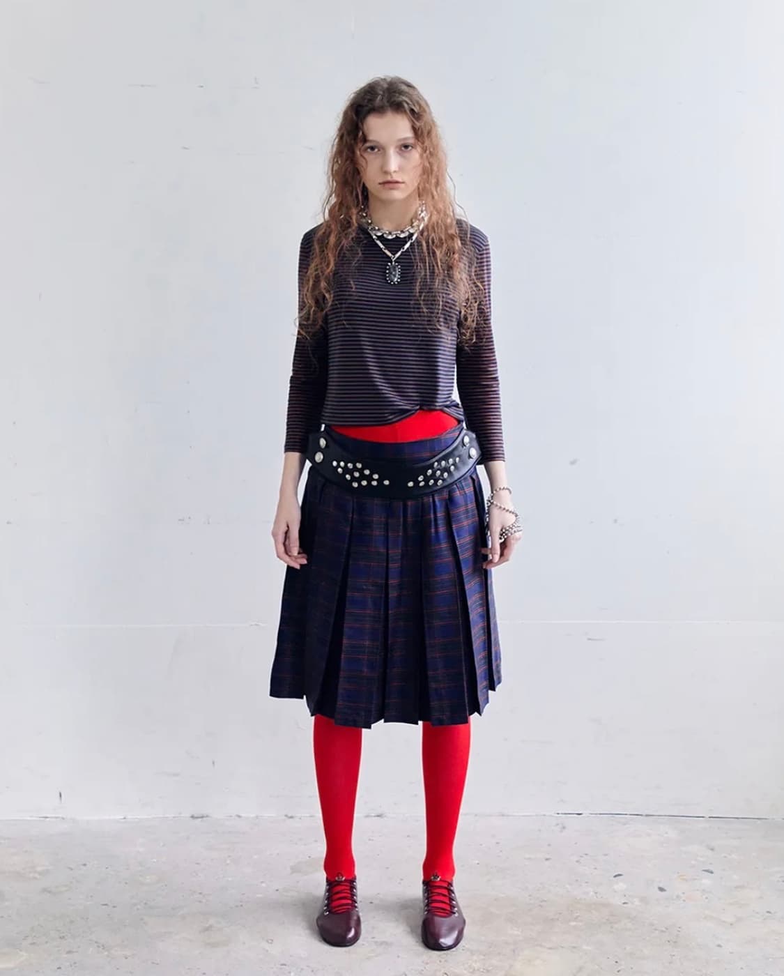 WYBIE PLEATED SKIRT IN CHECK 상품이미지1