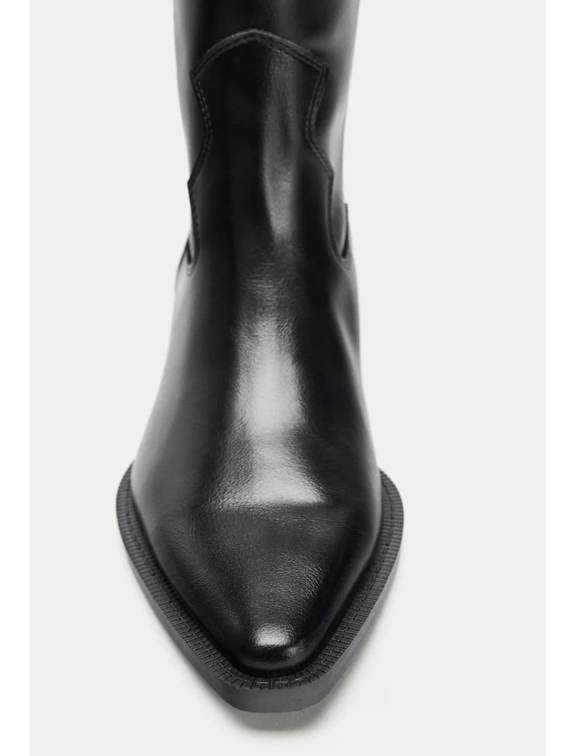 Zara 자라 블랙 포인티드 토 롱 카우보이 플랫 웨스턴 부츠 상품이미지7