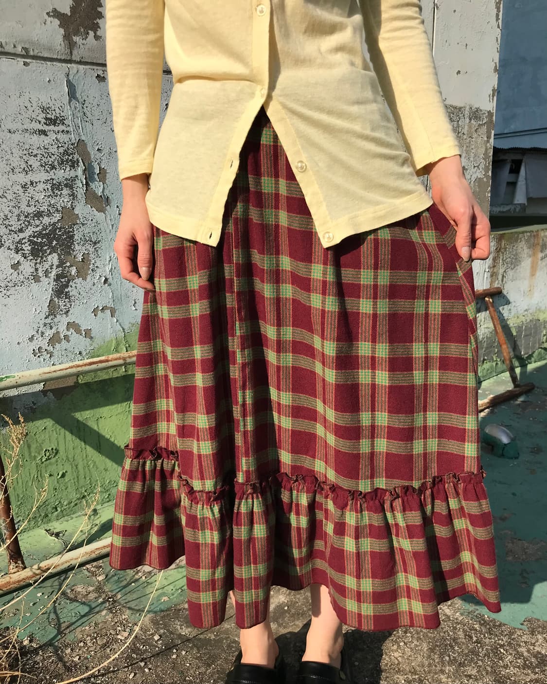 레드 체크 스커트 상품이미지1