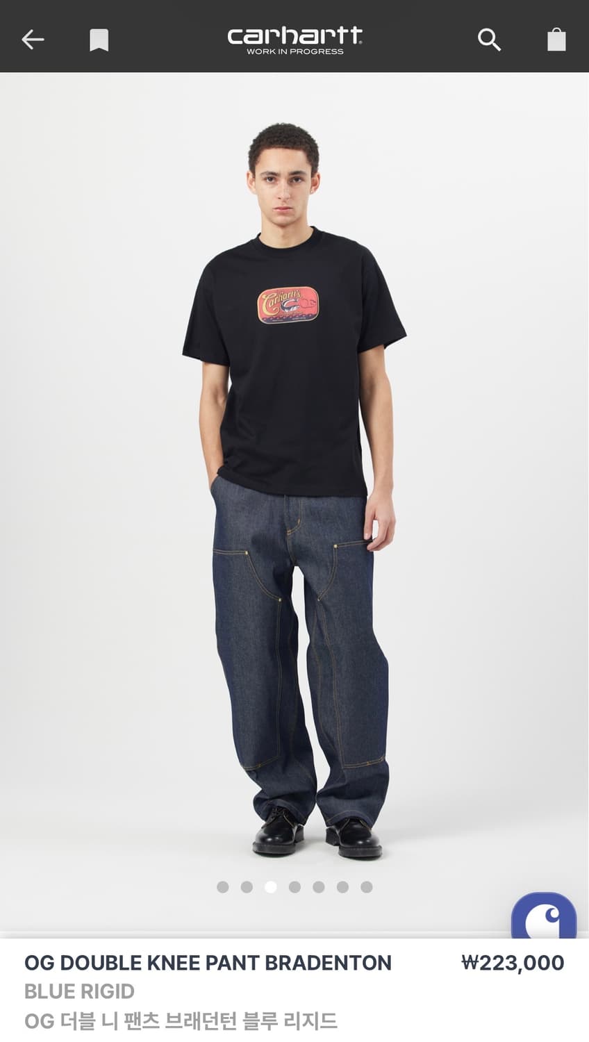 칼하트 OG 더블 니 팬츠 브래던턴 블루 리지드 상품이미지2