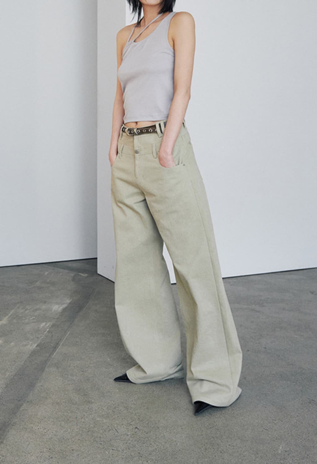 오데스(ORDES) 더블 웨이스트 팬츠/새상품 상품이미지5