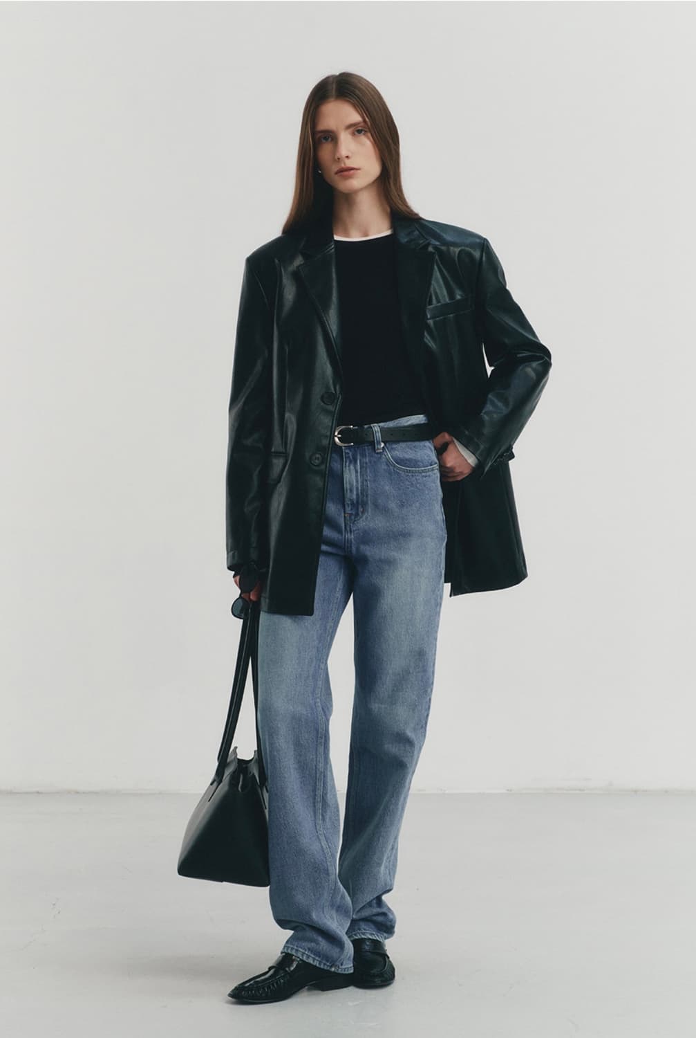 던스트 유니섹스 2버튼 비건레더 블레이저 자켓 블랙 XS 상품이미지2