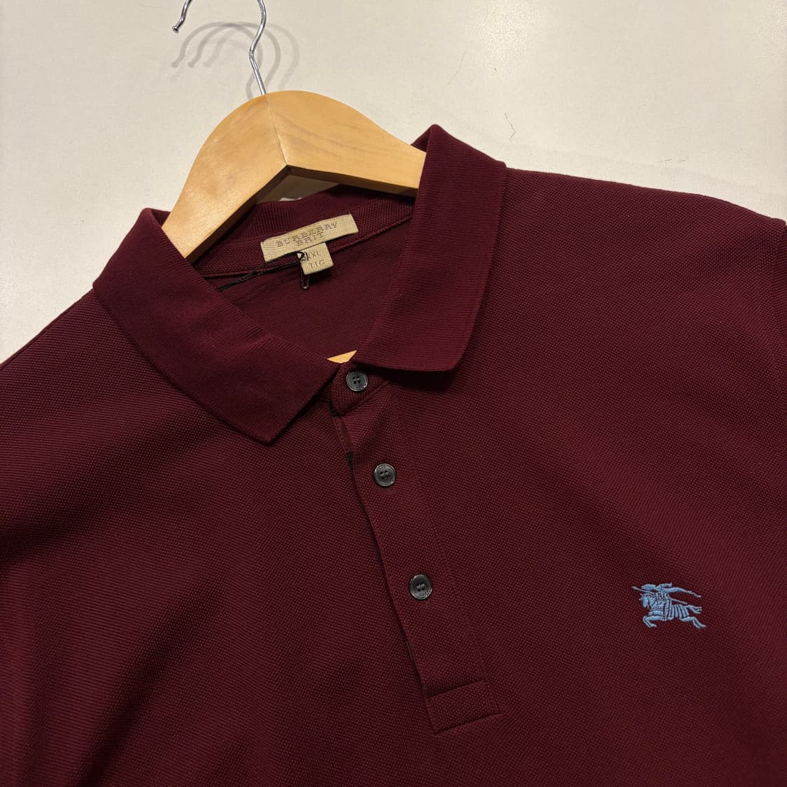 [2XL] 버버리 반팔 폴로 셔츠 버건디 D154 상품이미지3