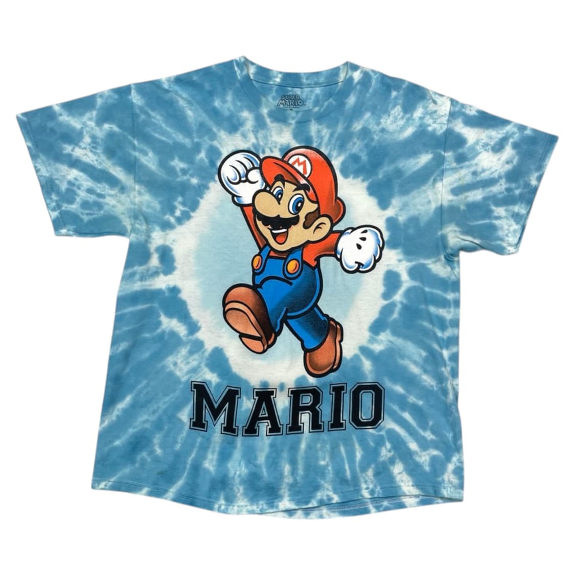 슈퍼마리오 Super Mario 블루 타이다이 그래픽 반팔 티셔츠 M 상품이미지1