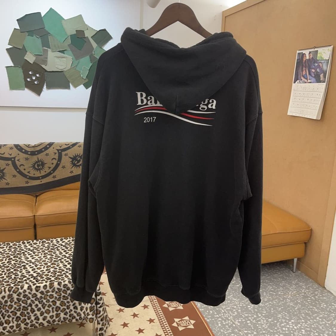 발렌시아가 스트릿 힙합 캐주얼 시크 웨이브로고 후드티 M C09632 상품이미지4