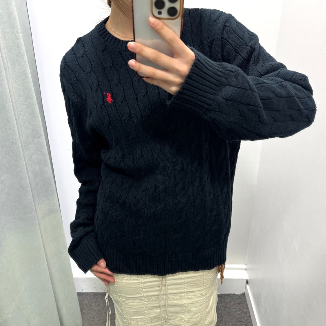 폴로 네이비 꽈베기 니트 상품이미지2