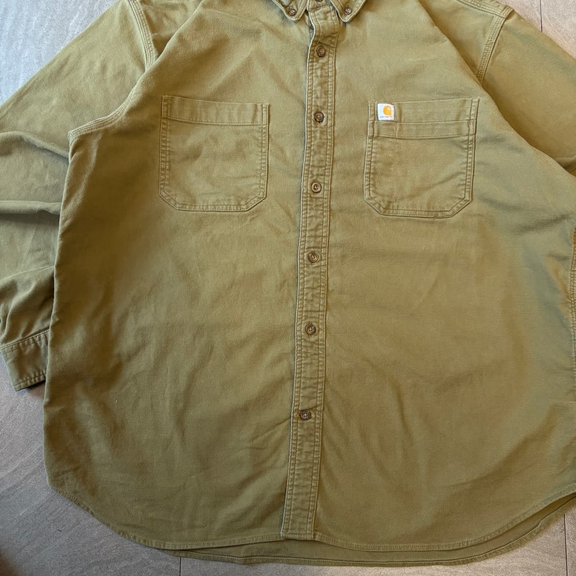 칼하트 정품 오리지널 해비 코튼 카키 긴팔 셔츠 상품이미지4