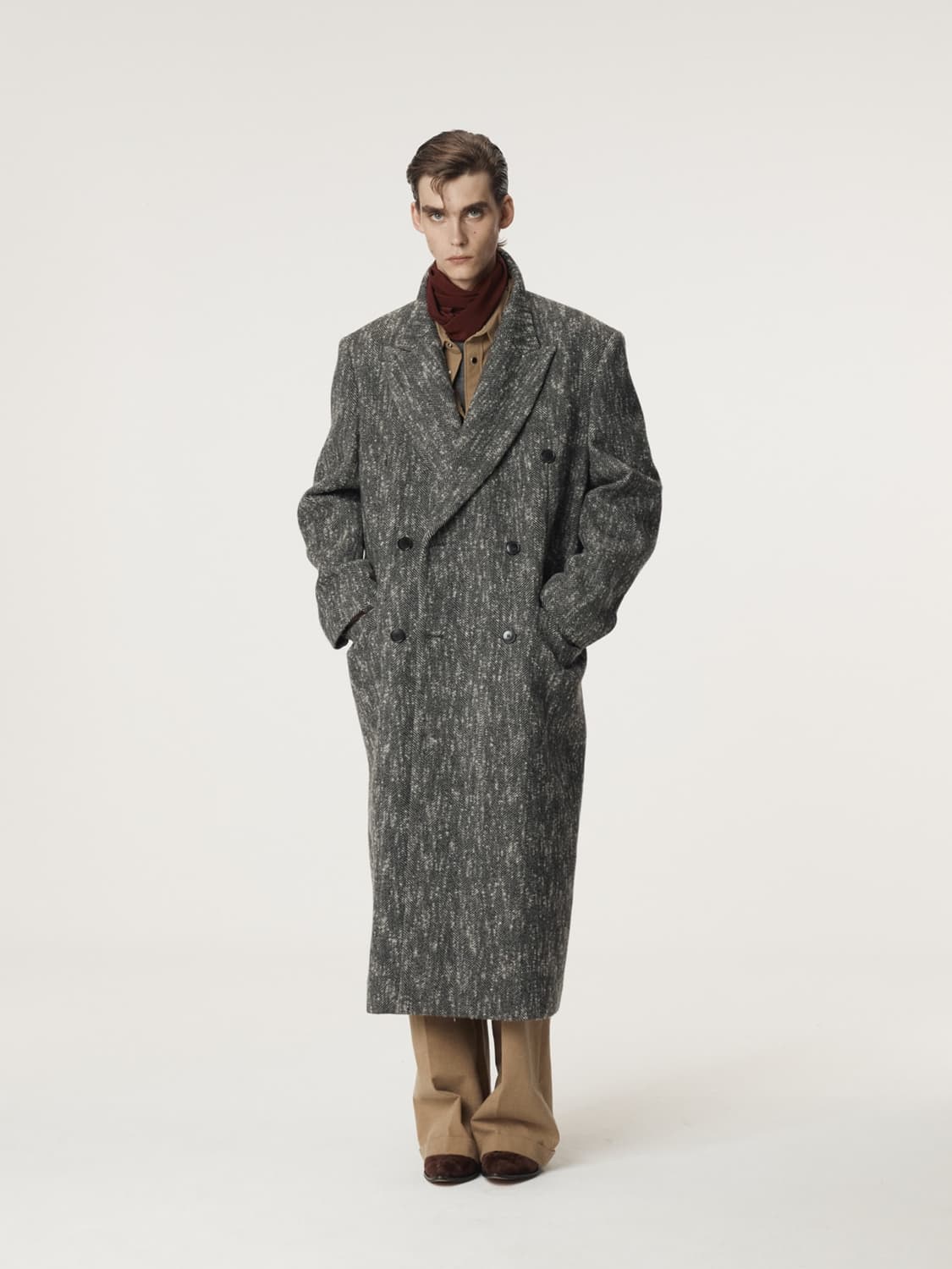 렉토 25FW 헤링본 더블 브레스티드 코트 블랙 상품이미지1