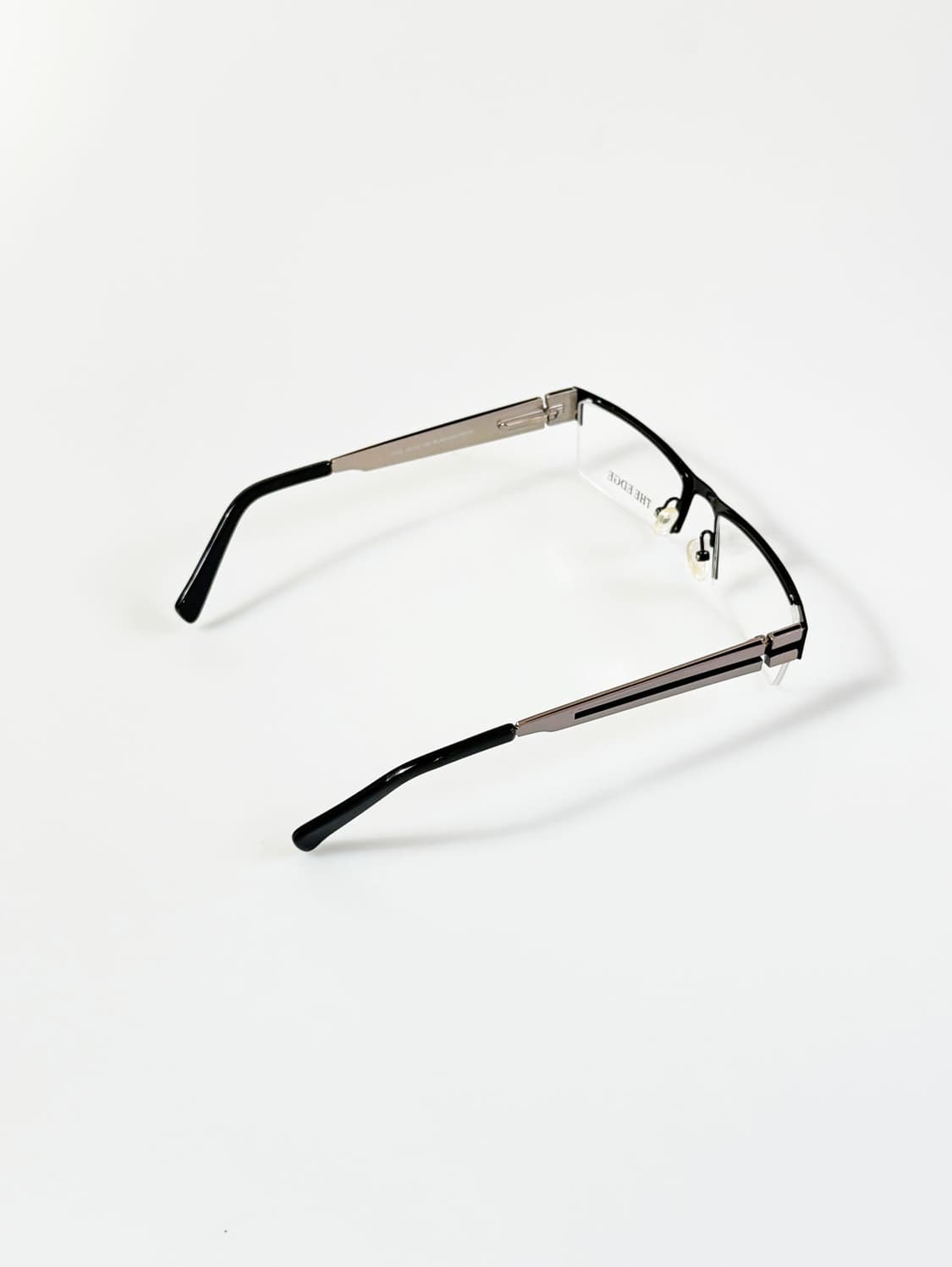 THE EDGE 블랙 메탈 반무테 스퀘어 빈티지 안경 상품이미지4
