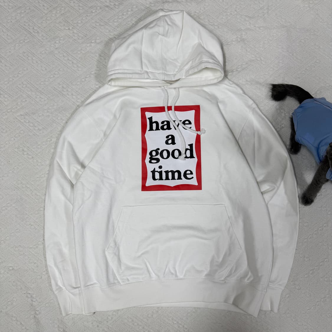 헤브어굿타임 화이트 후드 상품이미지2