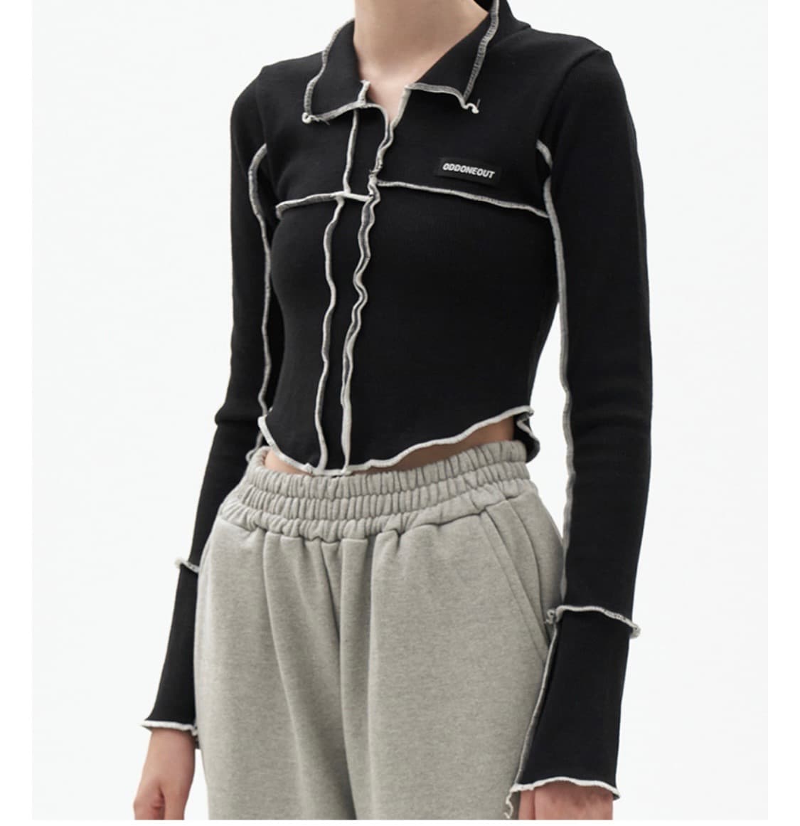 오드원아웃 핀턱 피큐 티셔츠 블랙 상품이미지5