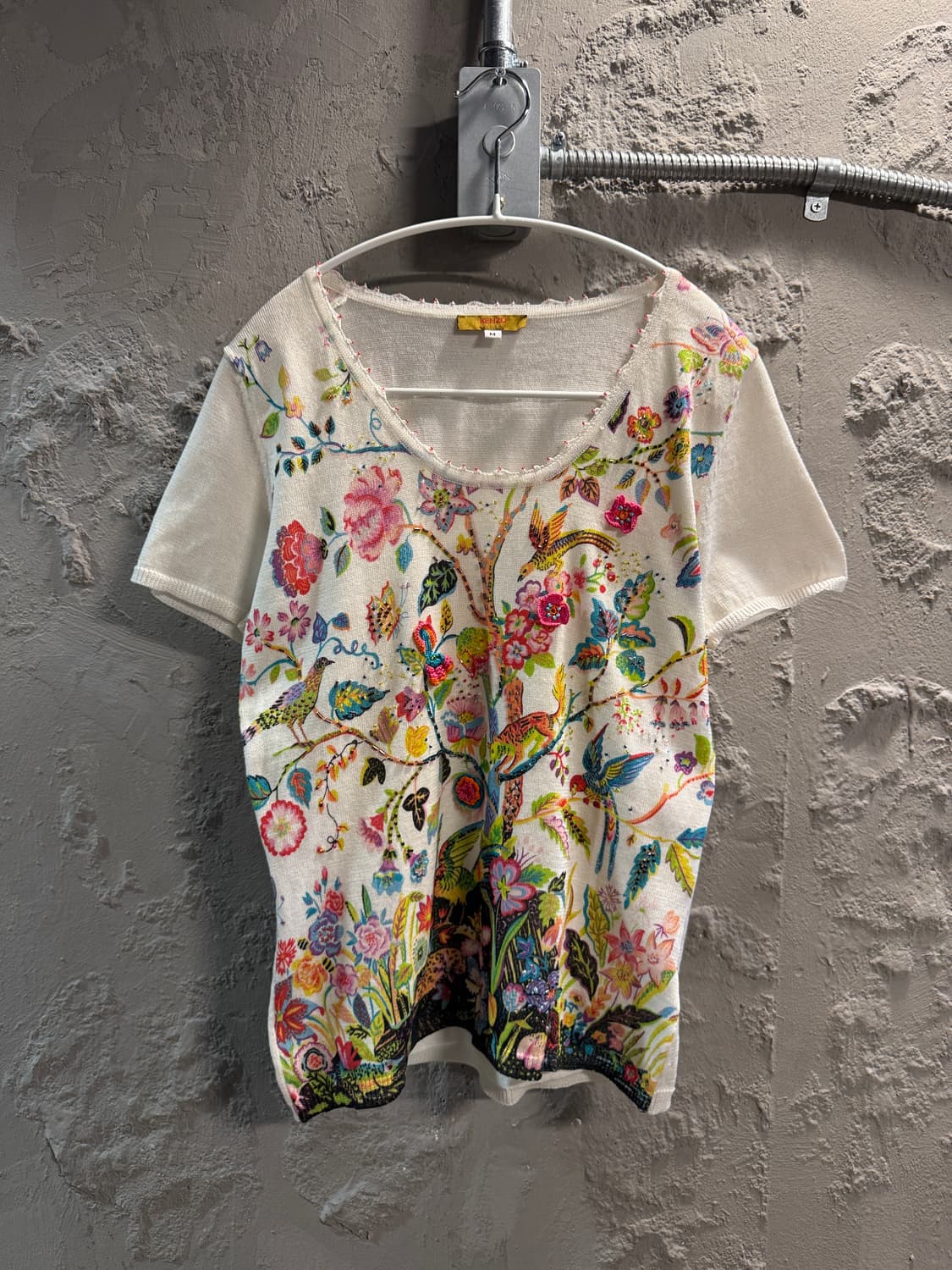 겐조 KENZO 정글 플로럴 자수 반팔 니트 아이보리 M 상품이미지1