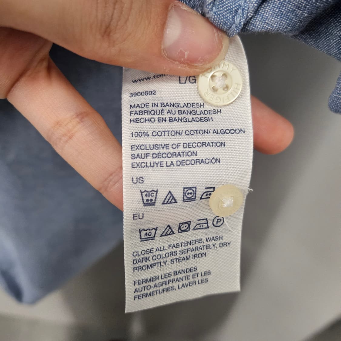 타미힐피거 라이트블루 코튼 반팔 셔츠 상품이미지5