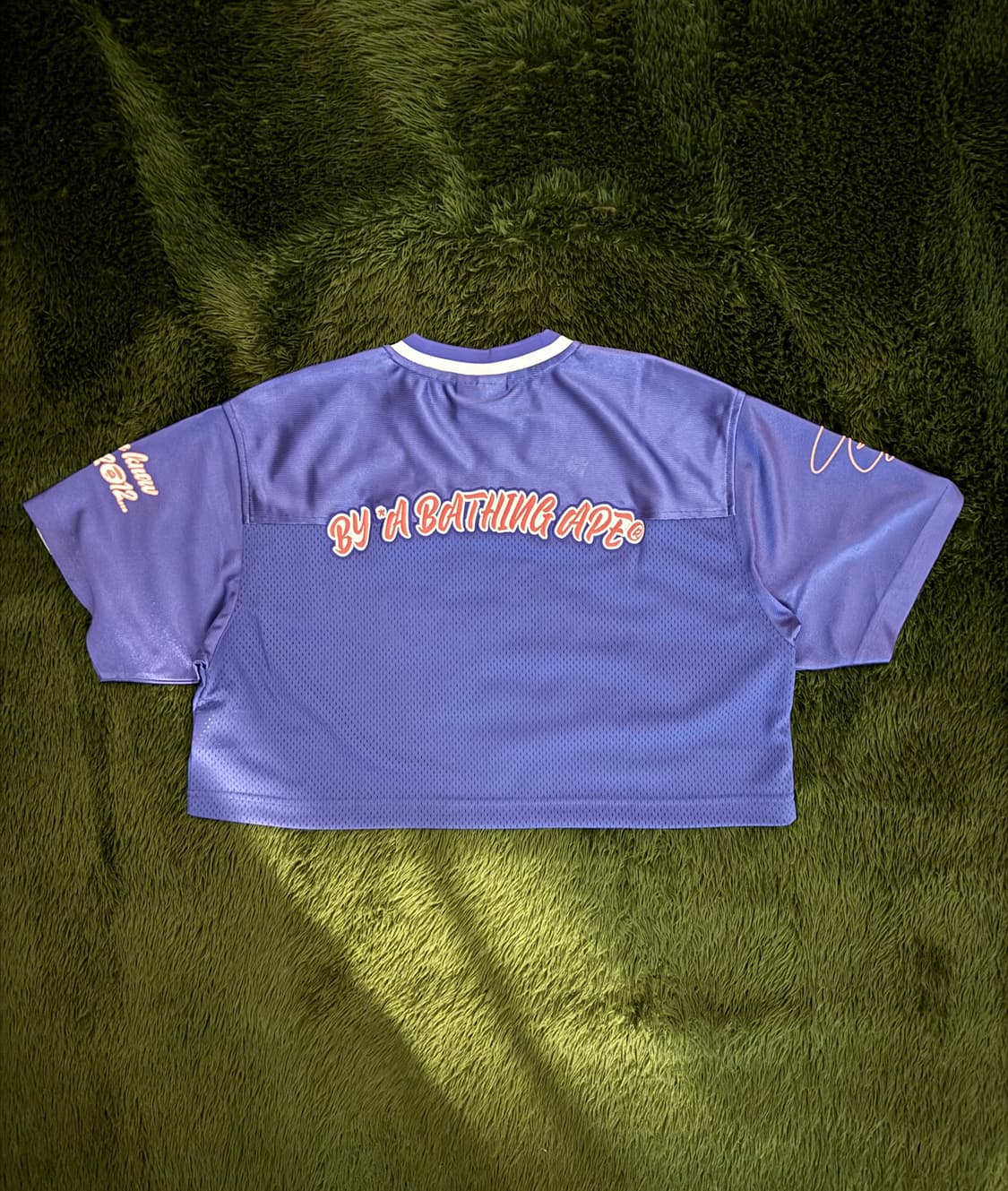 Aape 에이프 바이 베이프 아플리케 크롭 탑 풋볼 저지 퍼플 상품이미지7