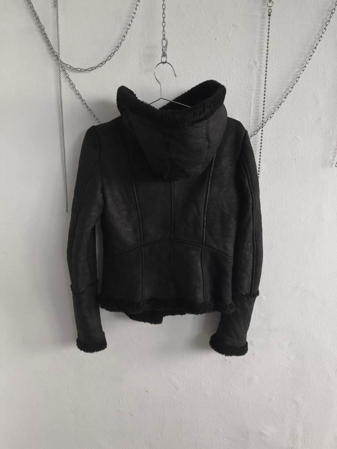 tenax italy 사선지퍼 후드 하이넥 드레이프 무스탕 상품이미지8