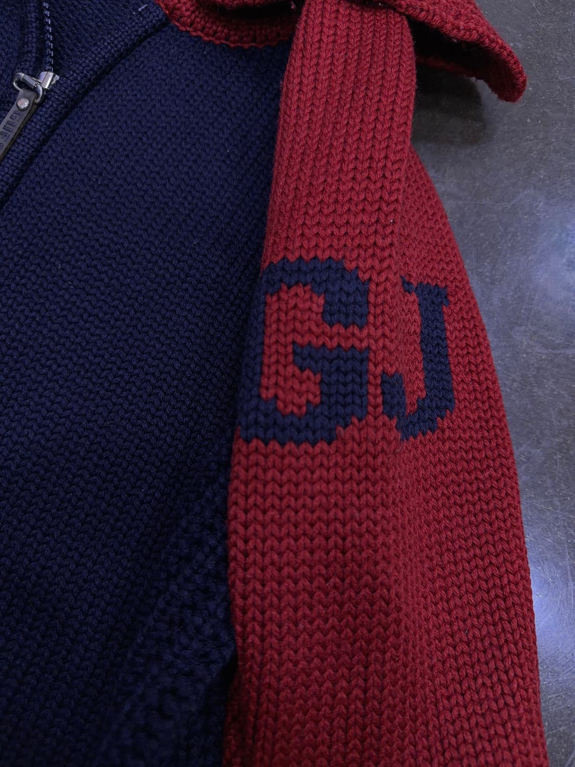 게스 진스 네이비 레드 집업 니트 가디건 자켓 95 상품이미지5