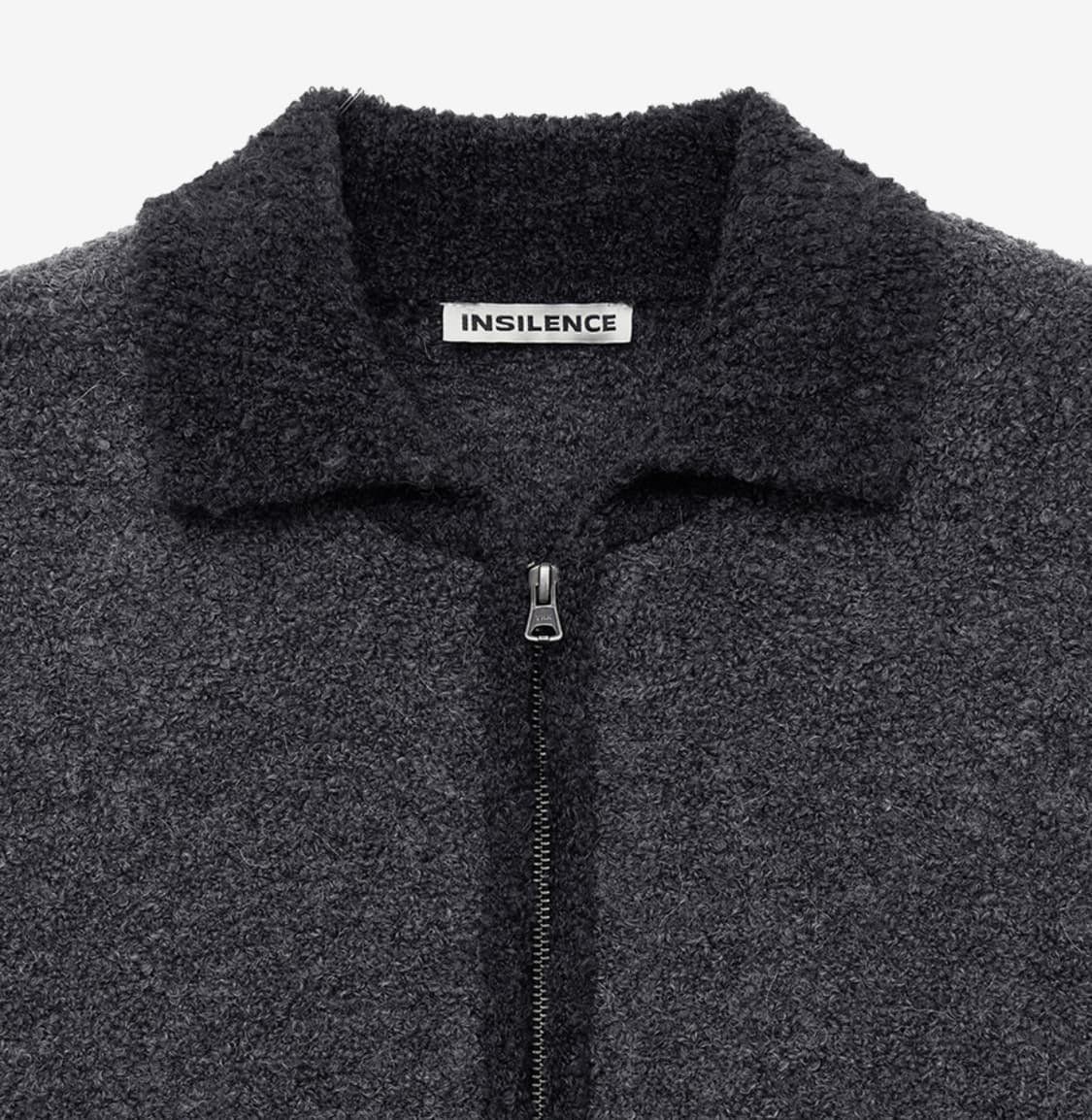 인사일런스 콘트라스트 부클 집업 카디건 CHARCOAL L사이즈 상품이미지2