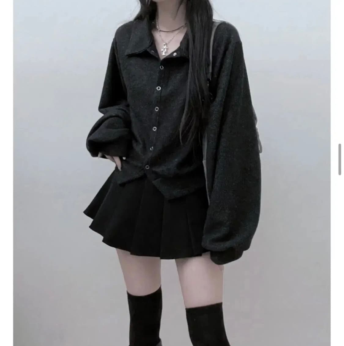 에이블리 꼬맹 벌룬 카라 루즈핏 버튼 가디건 상품이미지2
