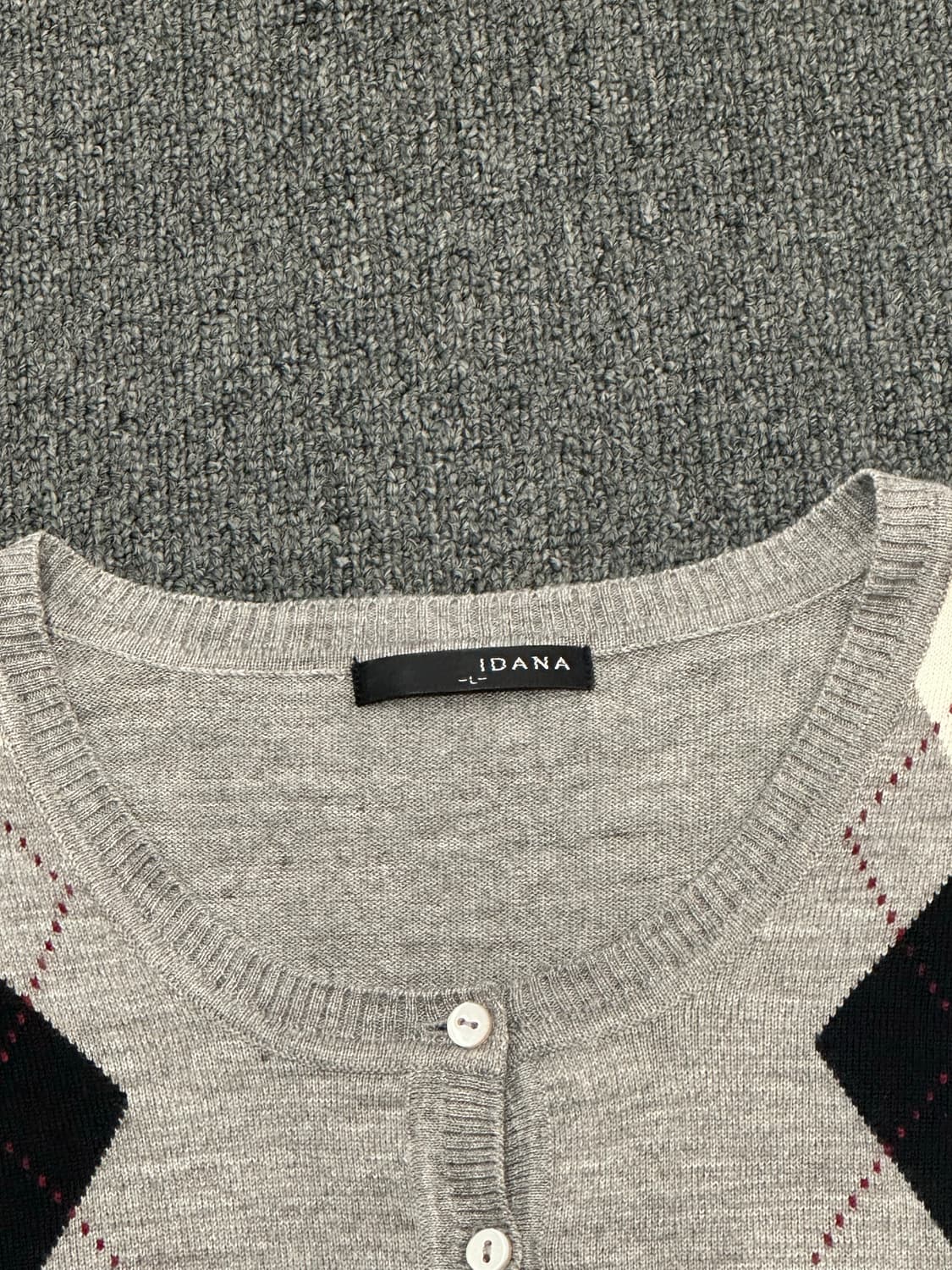 L)IDANA 빈티지 여성 아가일 패턴 가디건 상품이미지4